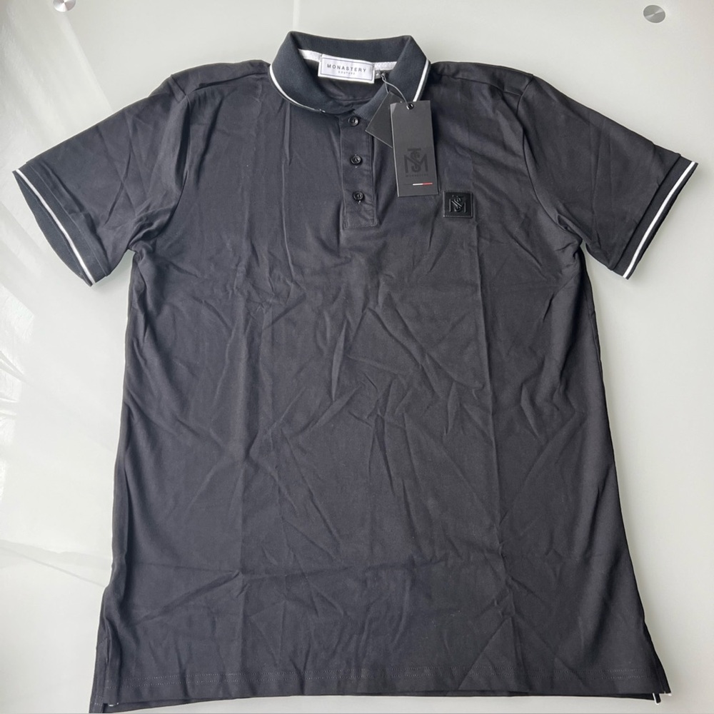Monastery Couture Luxury Pima Cotton Size L Short Sleeve Polo Shirt.